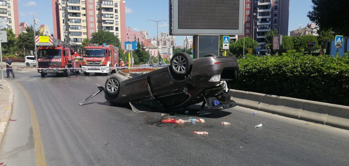 Başakşehir de sürücü, aracıyla takla attı: 3 yaralı #4